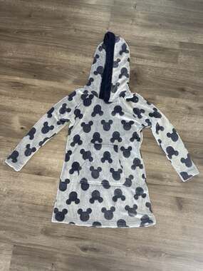 Disney Mickey Mouse Lounger Hoodie Size Small Grey Navy Blue Faux Fur